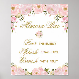 Mimosa Pub Bröllop Dekoration Blommigt för  Rosa Poster