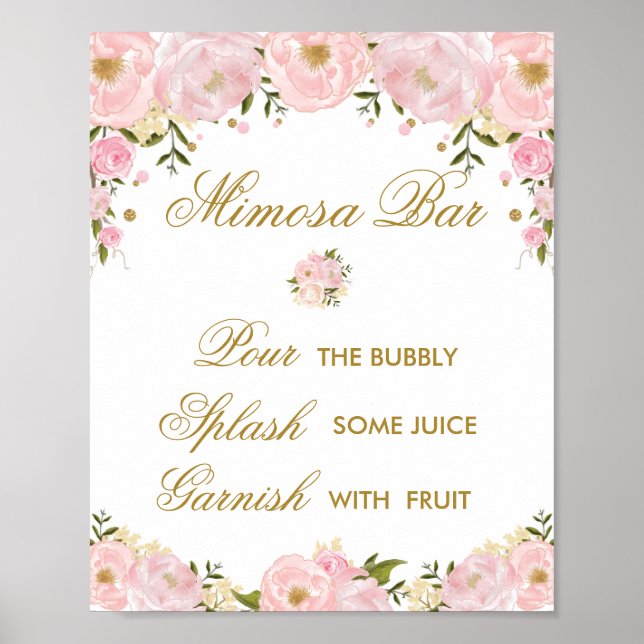 Mimosa Pub Bröllop Dekoration Blommigt för  Rosa Poster (Framsidan)