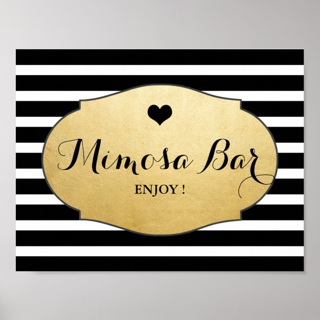 Mimosa Pub Bröllop Sign Faux Gold Foil Rand Poster (Framsidan)