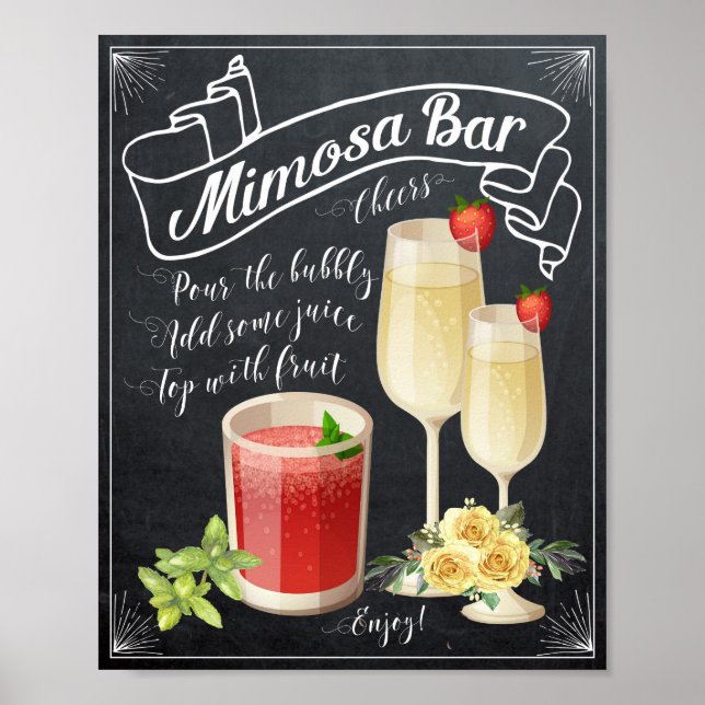 Mimosa Pub Bröllop Sign gul ros BBQ Poster (Framsidan)