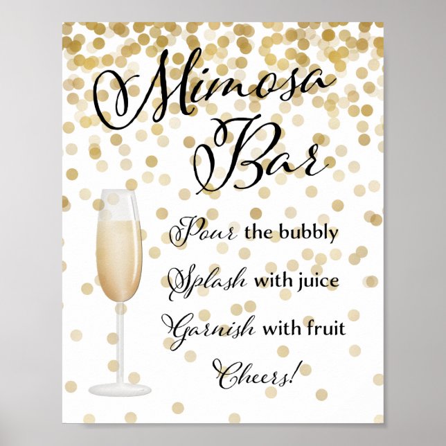 Mimosa Pub Bröllop Sign Guld Poster (Framsidan)