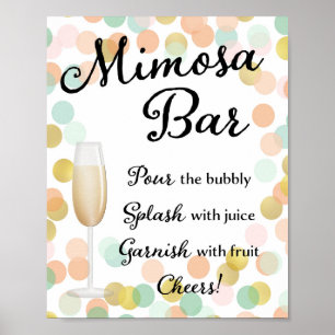 Mimosa Pub Bröllop Sign Guld, Rosa, Mint Poster