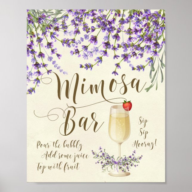 Mimosa Pub Bröllop Sign Lilac lila lavender Poster (Framsidan)