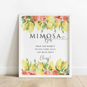 Mimosa Pub Drink-skylt för Lemon-Blommigten Poster