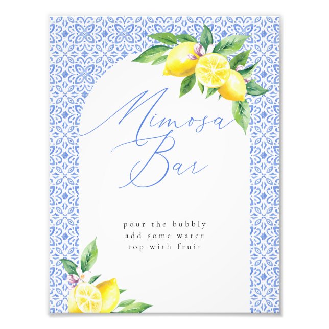 Mimosa Pub Lemon Italienska Blue Tile Fototryck (Framsidan)