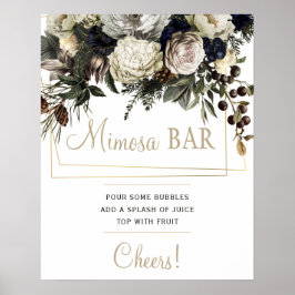 Mimosa pub möhippa, blommigt party poster