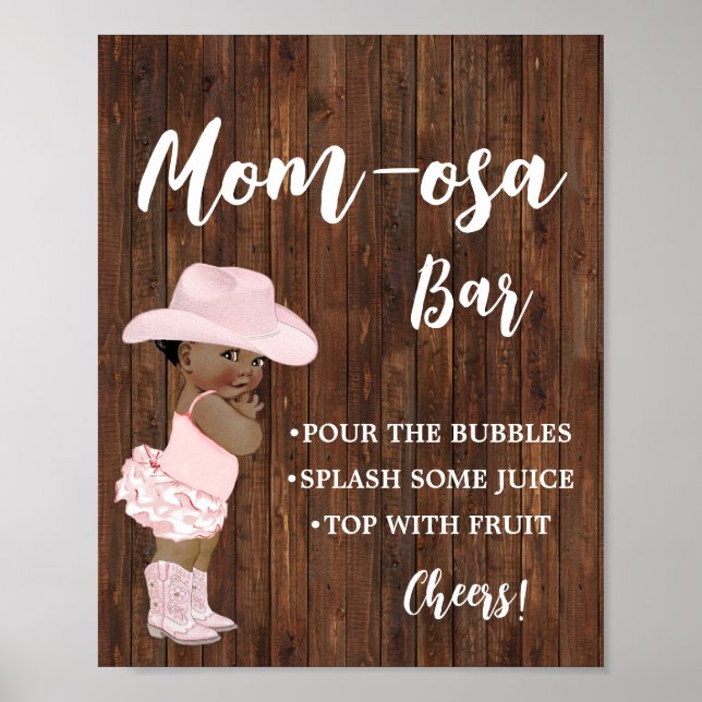 Mimosa Pub Momosa Pub AA Cowgirl Baby Shower Sign Poster (Framsidan)