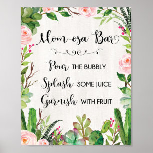 Mimosa Pub Momosa-tecken Fiesta Baby Shower-tecken Poster
