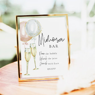 Mimosa Pub Rosa & Blue Balloon Gender Reveal-tecke Poster