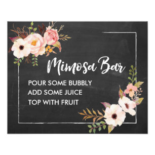 Mimosa Pub Rustic Blommigt Chalkboard Bröllop Fototryck
