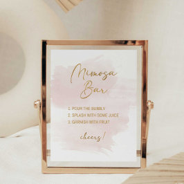 Mimosa Pub Shower Sign Watercolor & Guld Poster