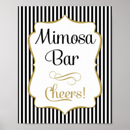 Mimosa Pub Sign Black Guld Rand Poster