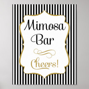 Mimosa Pub Sign Black Guld Rand Poster