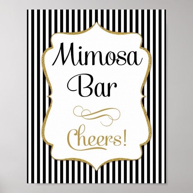 Mimosa Pub Sign Black Guld Rand Poster (Framsidan)