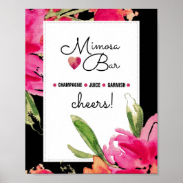 Mimosa Pub Sign | Fuchsia Flowers Bröllop Skriv ut Poster