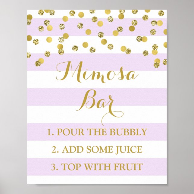 Mimosa Pub Sign Lavender Rand Guld Confetti Poster (Framsidan)