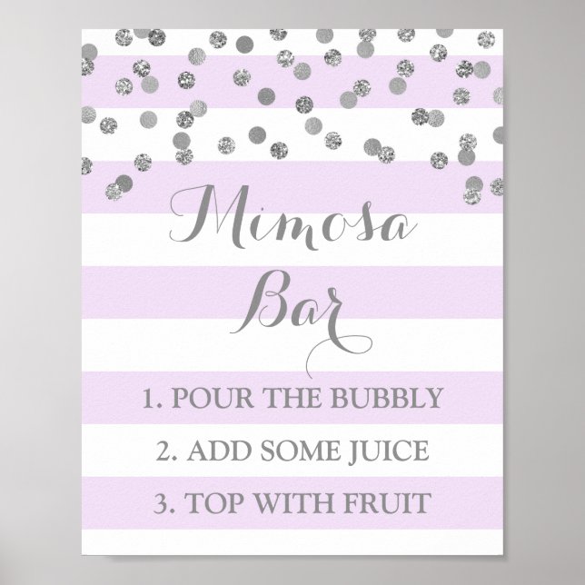 Mimosa Pub Sign Lavender Rand Silver Confetti Poster (Framsidan)