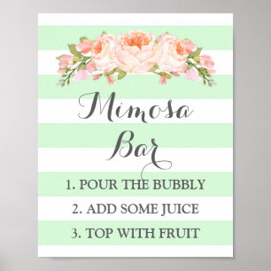 Mimosa Pub Sign Mint Flowers Rand Poster