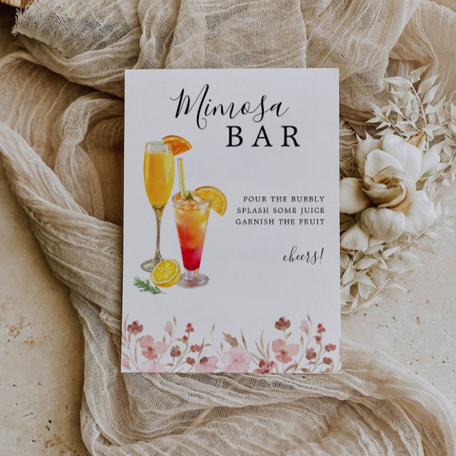 Mimosa Pub Sign, Ro Bröllop Pub Sign, Inbjudningar (Mimosa Bar Sign, Rose Wedding Bar Sign, Invitation)