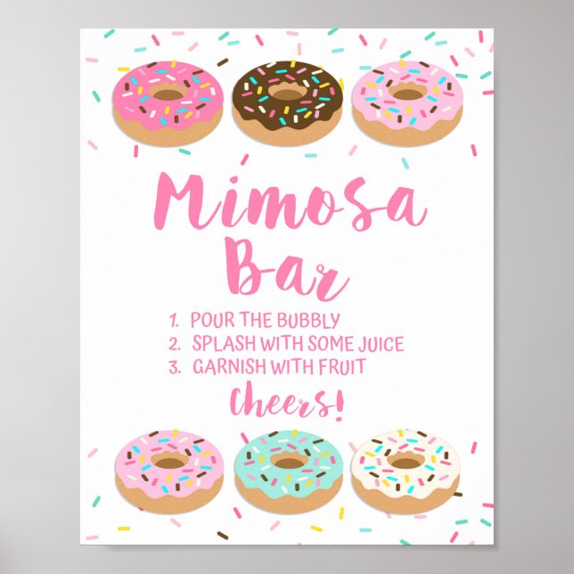 Mimosa Pub Sign Rosa Donut Sprinkle Bord Sign Poster (Framsidan)