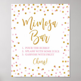 Mimosa Pub Sign Rosa & Guld Glitter Confetti Poster