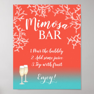 Mimosa Pub Sign Tropiska persikokorallrev Poster