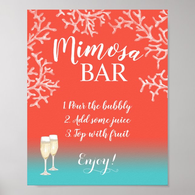 Mimosa Pub Sign | Tropiska persikokorallrev Poster (Framsidan)