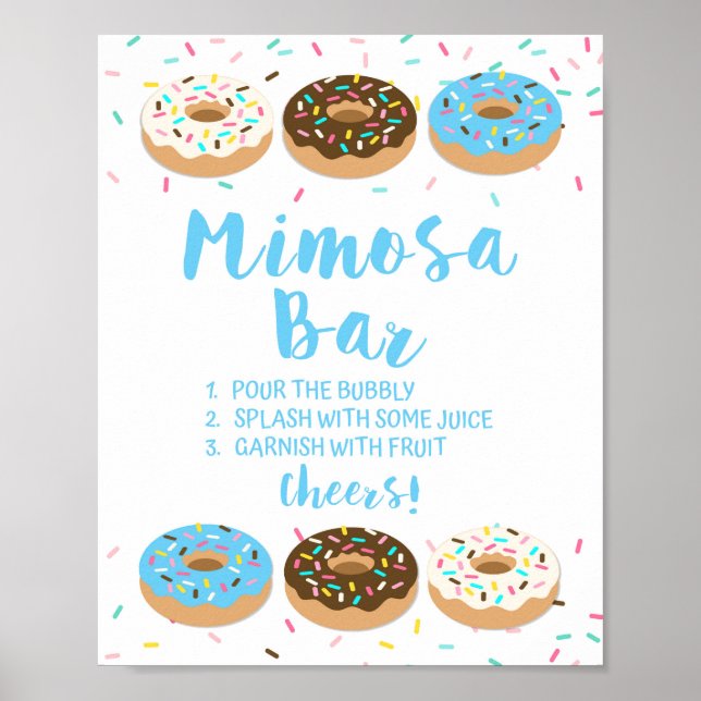 Mimosa Pub signera Blue Donut Sprinkle Shower Sign Poster (Framsidan)