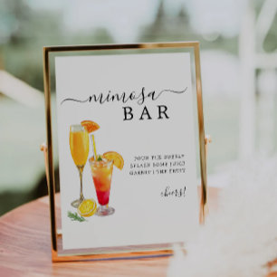Mimosa Pub-tecken, minimalisttecken Bröllop Pub, Inbjudningar