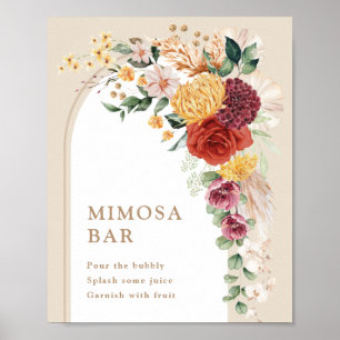 Mimosa Pub Tropical Boho Blommigt Sign Poster