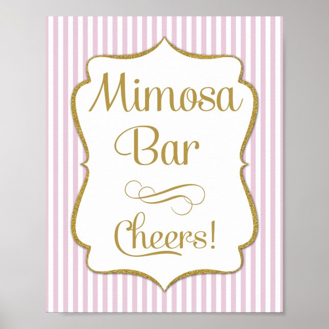 Mimosa Pub Undertecknar Rosa Guld Rand Poster (Framsidan)