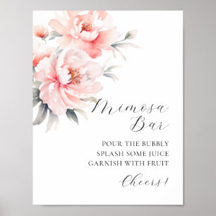 MIMOSA PUB Watercolor Blommigt Rosa Peonies Sign Poster