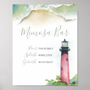 Mimosa Pub Watercolor Lighthouse Poster