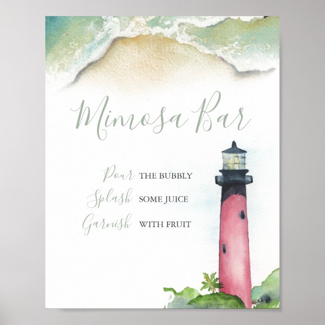 Mimosa Pub Watercolor Lighthouse Poster (Framsidan)