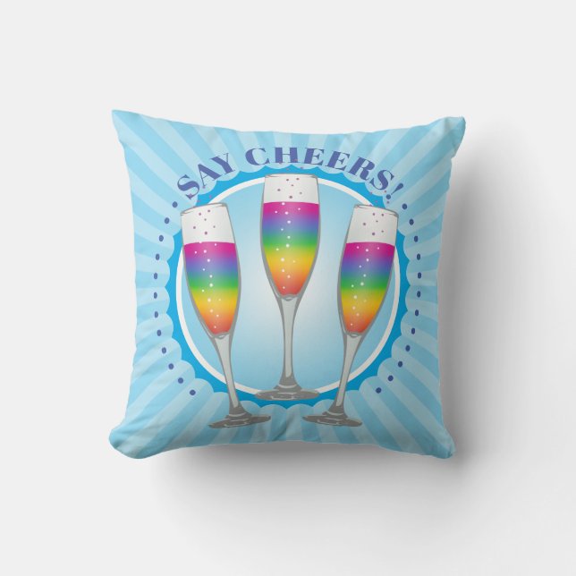Mimosa Rainbow Champagne Glasses Dekorativ kudde (Framsida)