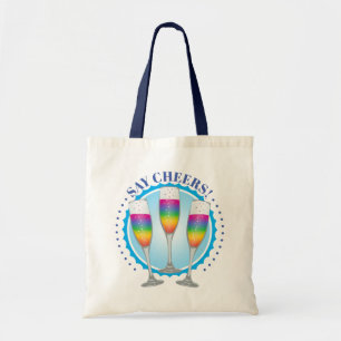 Mimosa Rainbow Champagne Glasses Tote Bag Tygkasse