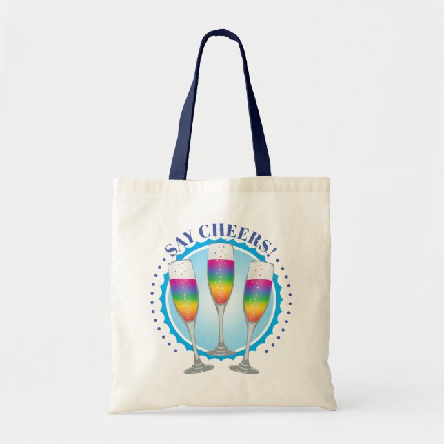Mimosa Rainbow Champagne Glasses Tote Bag Tygkasse (Framsidan)