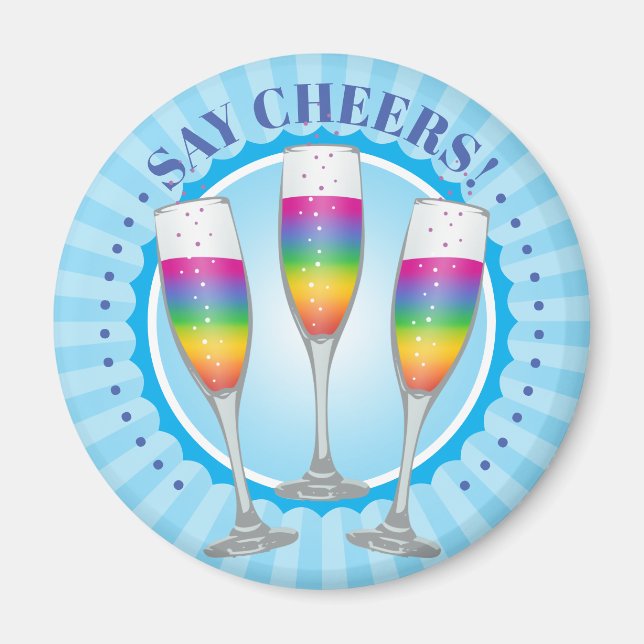 Mimosa Rainbow Champagneglas Magnet (Framsidan)