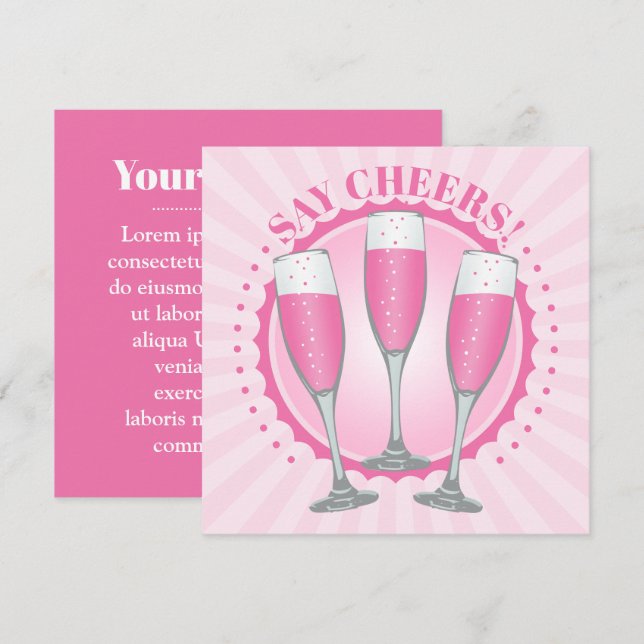 Mimosa Rosa Champagne Glass Inbjudan Card (Fram/baksida)