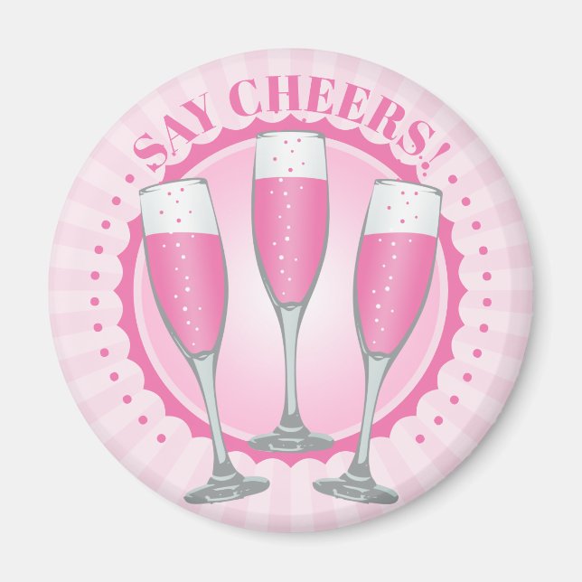 Mimosa Rosa Champagne Glass Magnet (Framsidan)