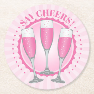 Mimosa Rosa Champagne Glass Rund Papper Underlägg