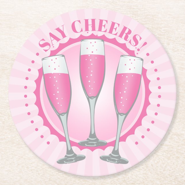 Mimosa Rosa Champagne Glass Rund Papper Underlägg (Framsidan)