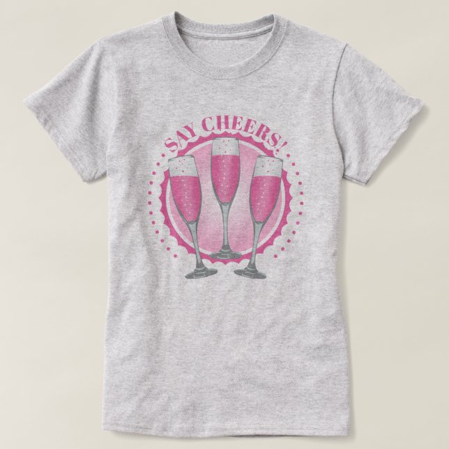 Mimosa Rosa Champagneglas T-Shirt (Design framsida)