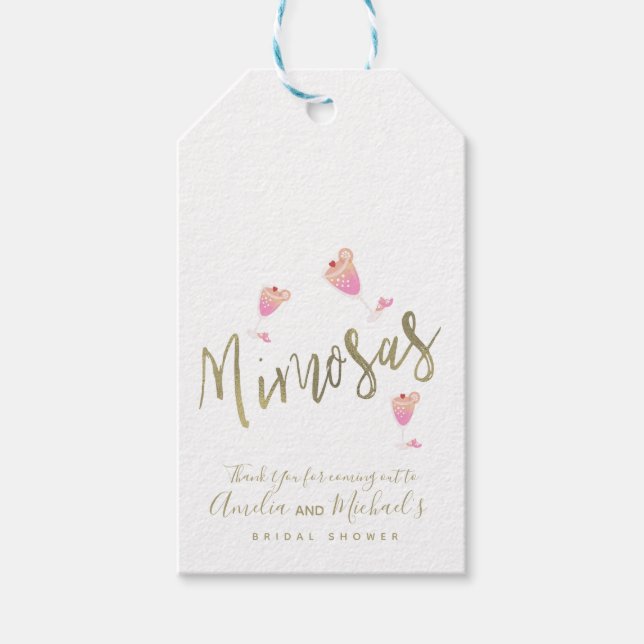 Mimosa Rosa Möhippa Tack Confetti Presentetikett (Framsidan)