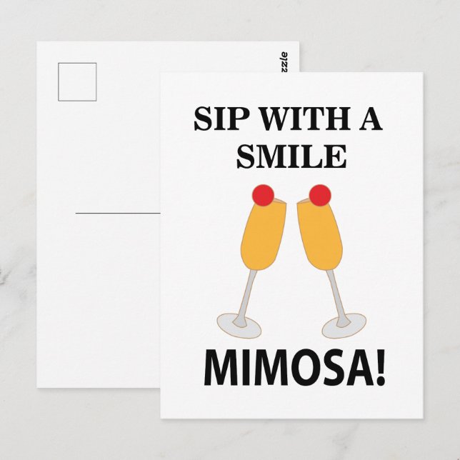 Mimosa Sip med en sjömil Mimosa Vykort (Fram/baksida)