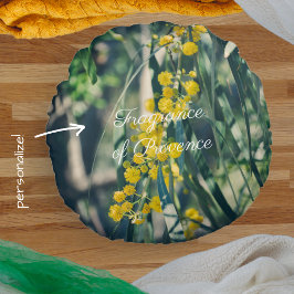 Mimosa Träd med Gula blommor Rund Kudde