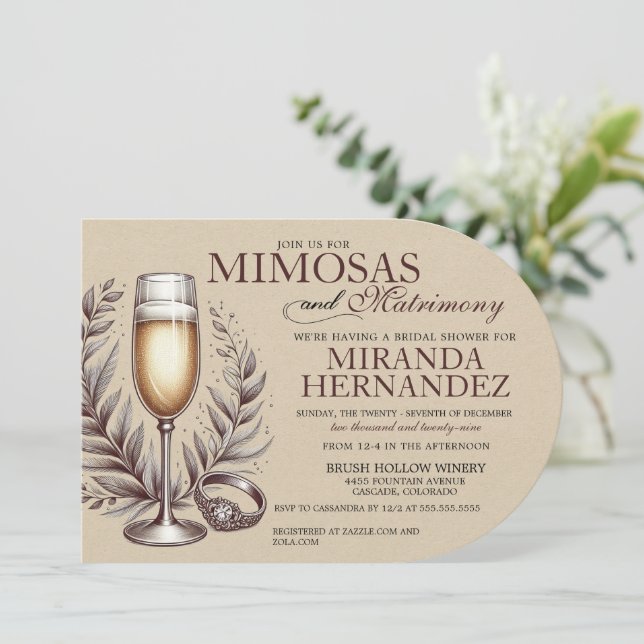 Mimosas & Bröllopsinbjudan för brudtärna Inbjudningar (Stående Fram)