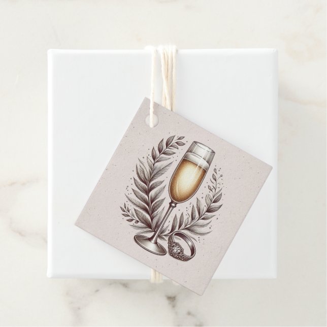 Mimosas & Matrimony Gåvor Etiketter (På plats)