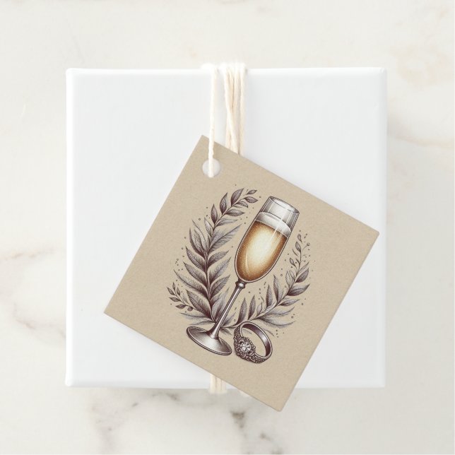 Mimosas & Matrimony Gåvor Etiketter (På plats)