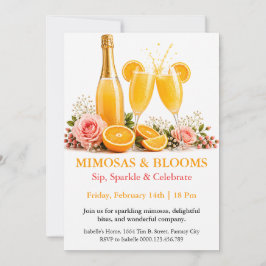 Mimosas och Blomningar - Champagne Brunchfirande Inbjudningar